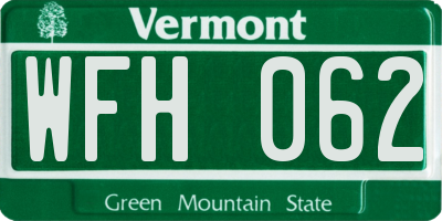 VT license plate WFH062
