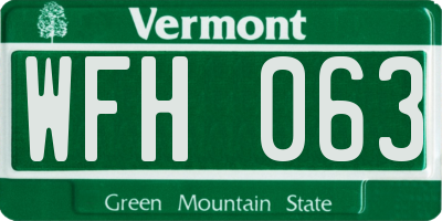 VT license plate WFH063