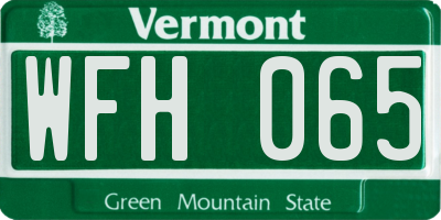 VT license plate WFH065
