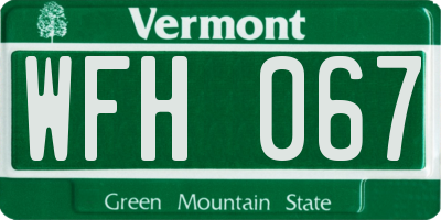 VT license plate WFH067