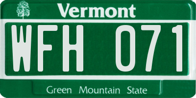 VT license plate WFH071
