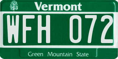 VT license plate WFH072