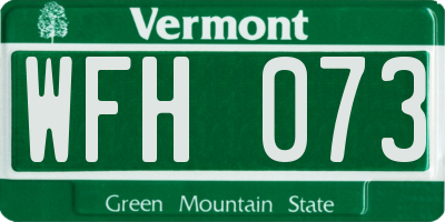 VT license plate WFH073