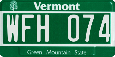 VT license plate WFH074