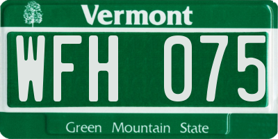 VT license plate WFH075