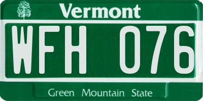VT license plate WFH076