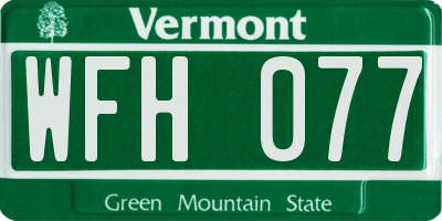 VT license plate WFH077