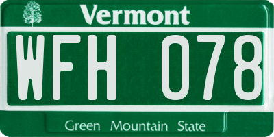 VT license plate WFH078