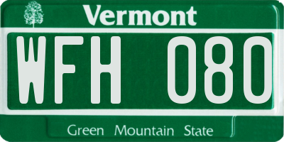 VT license plate WFH080