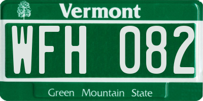 VT license plate WFH082