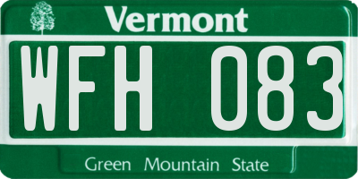 VT license plate WFH083