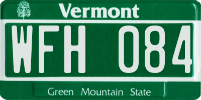 VT license plate WFH084