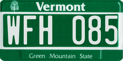 VT license plate WFH085