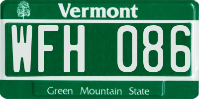 VT license plate WFH086