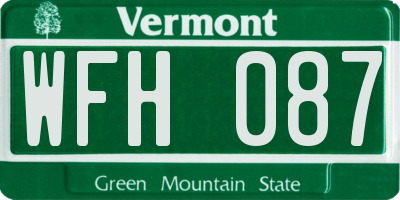 VT license plate WFH087