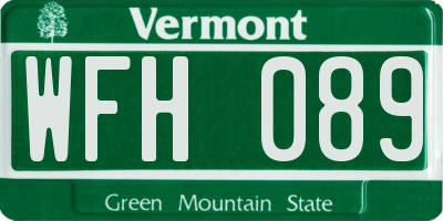 VT license plate WFH089