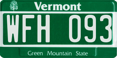 VT license plate WFH093