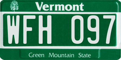 VT license plate WFH097