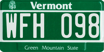 VT license plate WFH098