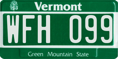 VT license plate WFH099