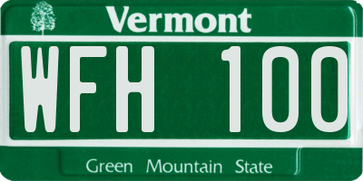 VT license plate WFH100