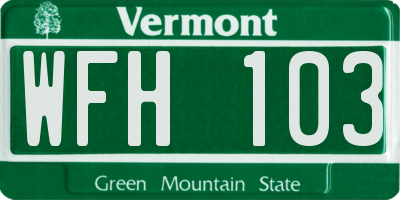 VT license plate WFH103