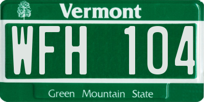 VT license plate WFH104