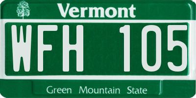 VT license plate WFH105