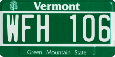VT license plate WFH106
