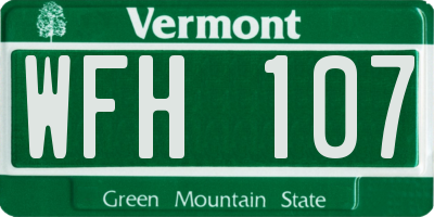 VT license plate WFH107