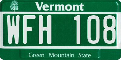 VT license plate WFH108