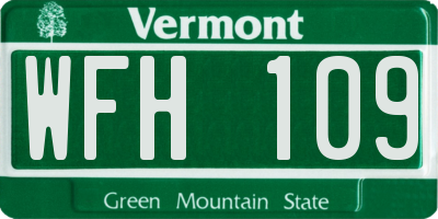 VT license plate WFH109