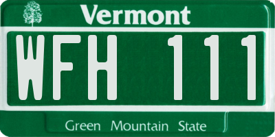 VT license plate WFH111