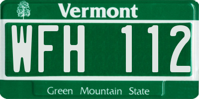 VT license plate WFH112