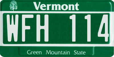 VT license plate WFH114