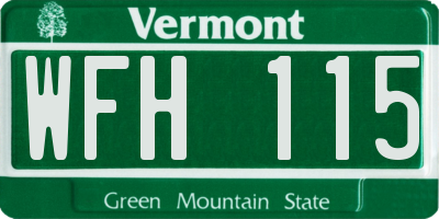 VT license plate WFH115