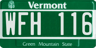 VT license plate WFH116