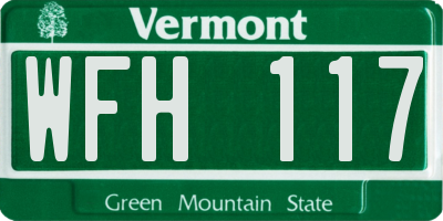 VT license plate WFH117