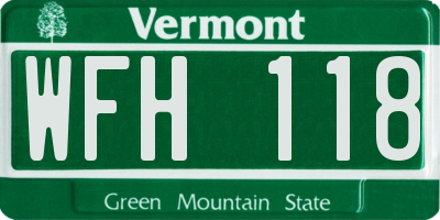 VT license plate WFH118