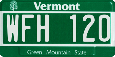 VT license plate WFH120