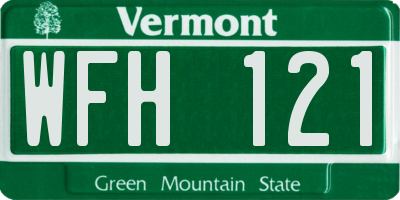 VT license plate WFH121