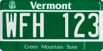 VT license plate WFH123
