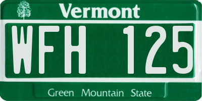 VT license plate WFH125