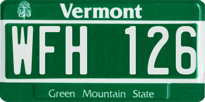 VT license plate WFH126