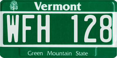 VT license plate WFH128