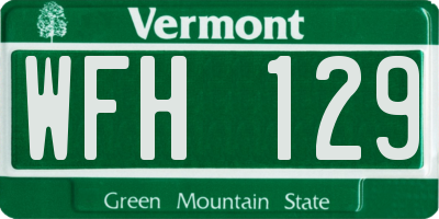 VT license plate WFH129