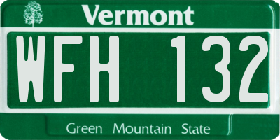 VT license plate WFH132