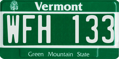VT license plate WFH133