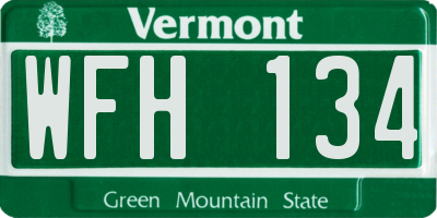VT license plate WFH134