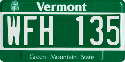 VT license plate WFH135